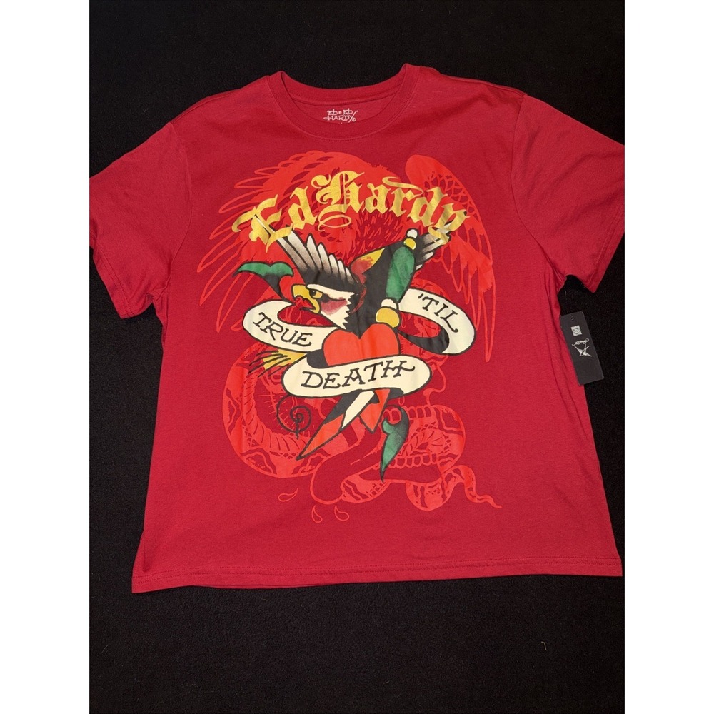 Ed Hardy Tango Red Eagle Heart T-shirt Men's XL NWT